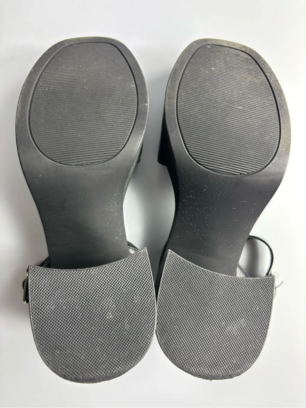 Madden Girl Black Platform Chunky Block Ankle Strap Open Toe Heels Women Sz 8.5M